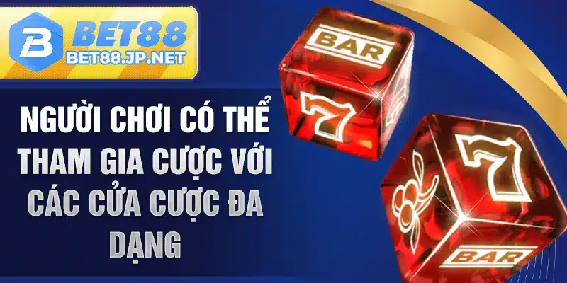 Người chơi có thể tham gia cược với các cửa cược đa dạng 